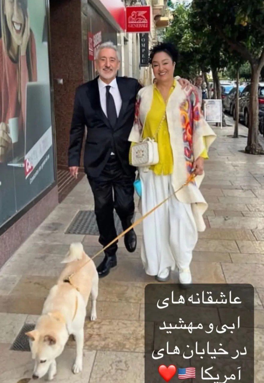 ابی و همسرش مهشید در خیابان‌های آمریکا / قدم زدن عاشقانه زوج محبوب + عکس