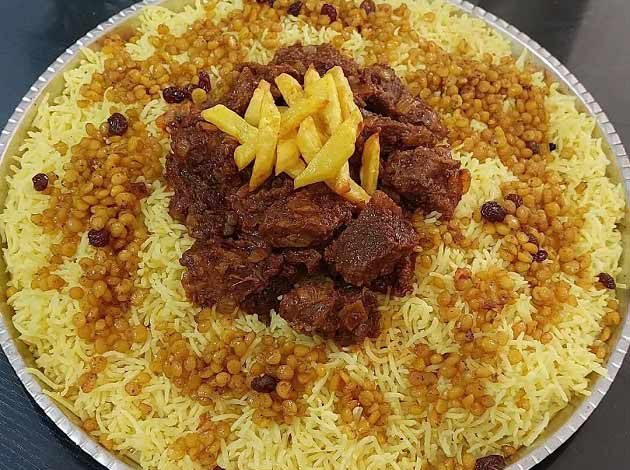 طرز تهیه پلو عربی اصل با گوشت و لپه