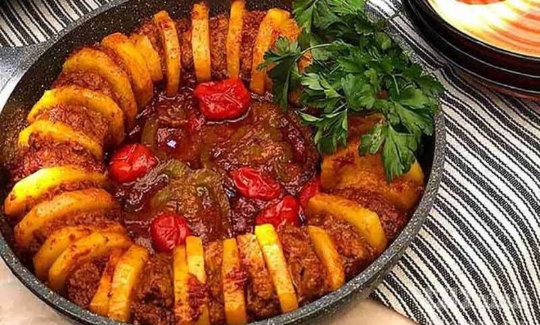 طرز تهیه خوراک نونی ساده و سریع ایرانی با گوشت و بادمجان