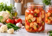 طرز تهیه ترشی گل‌کلم با آب گوجه